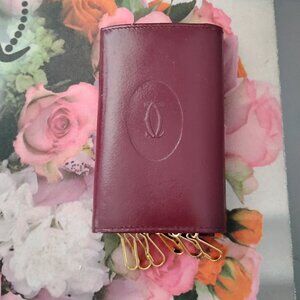 ❤️Vintage CARTIER FRANCE Burgundy 6 Key Holder Keychain